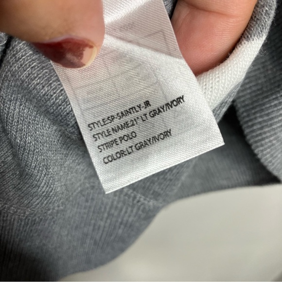 Better unsaid gray & white striped collared sweater women’s size large business - Picture 6 of 7